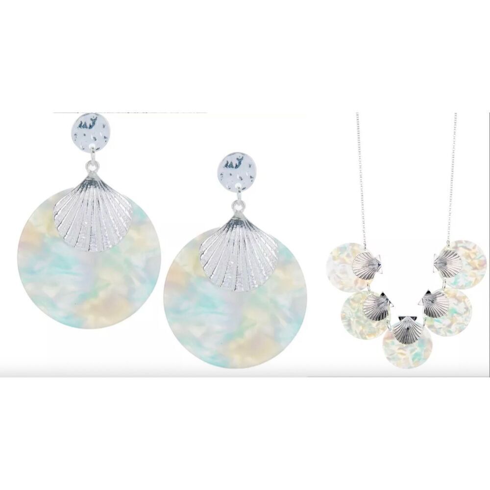 Beach Chic Shell Resin Necklace + Matching Earrings